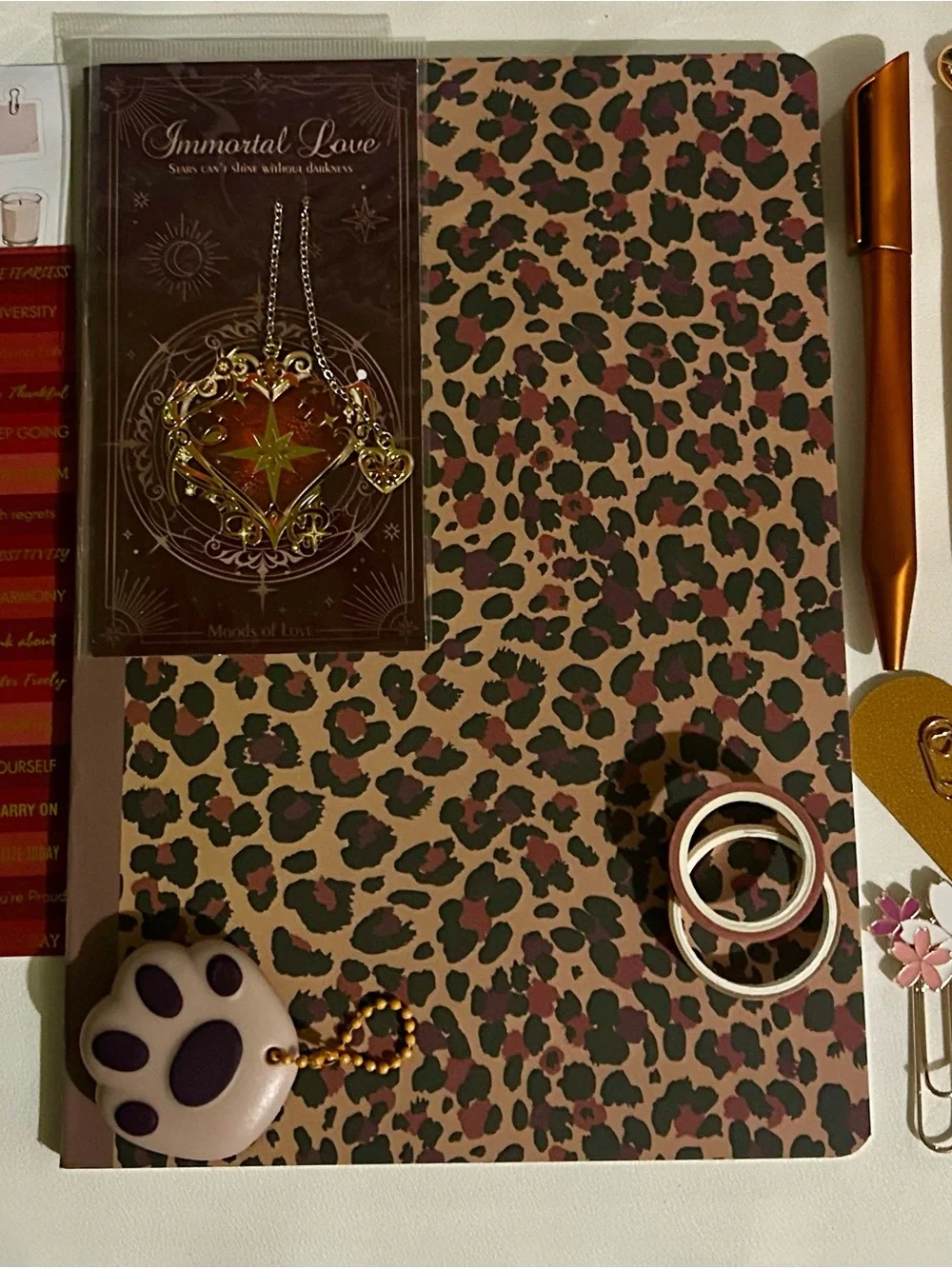 Leopard Print Notebook & Pink Brown Stationery Set
